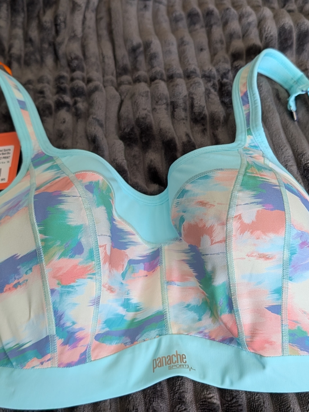 Panache Pastel Watercolor Sports Bra with Aqua Trim